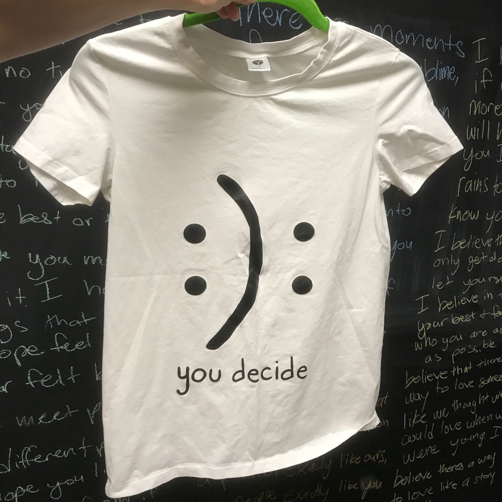 You Decide Smiley Graphic White T shirt